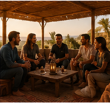 Moments de convivialité entre voyageurs à The Mogador's Oasis