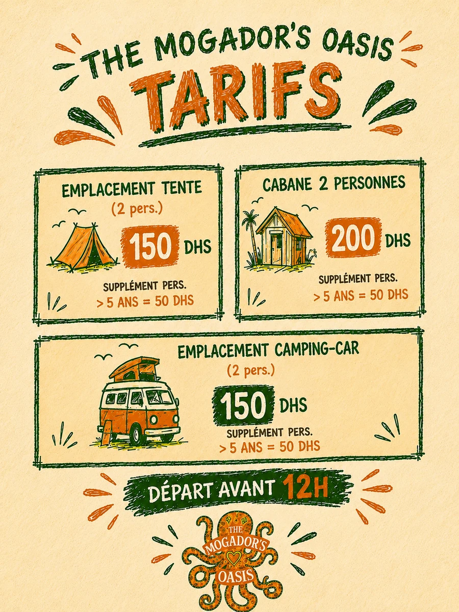 Tarifs camping The Mogador's Oasis